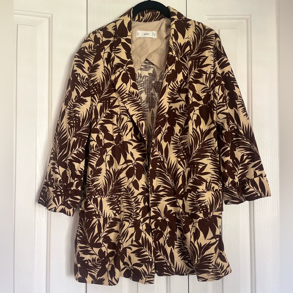 Mango Brown and Cream Patterned Blazer